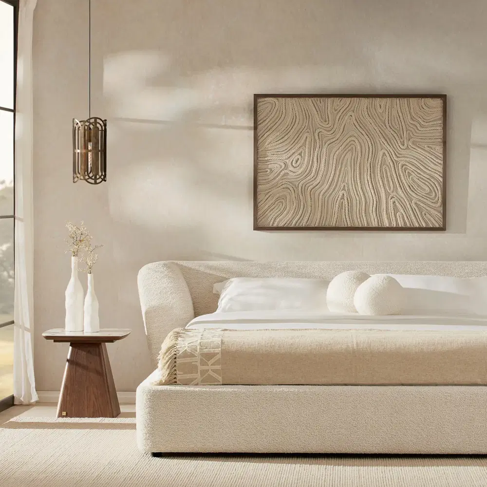 Antonella Stone Cream Fabric King Bed