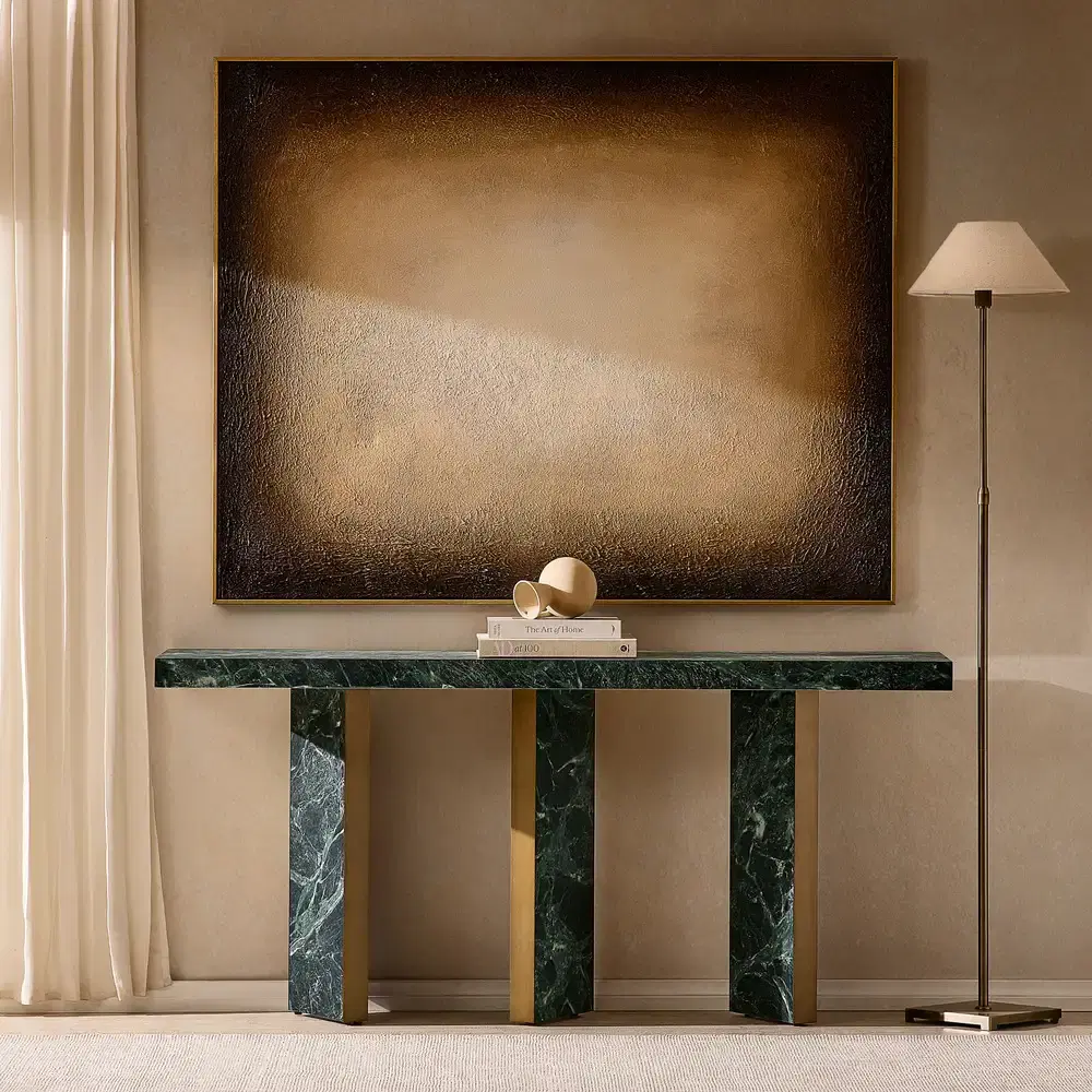 Luna Matte Emerald Sintered Stone Console Table