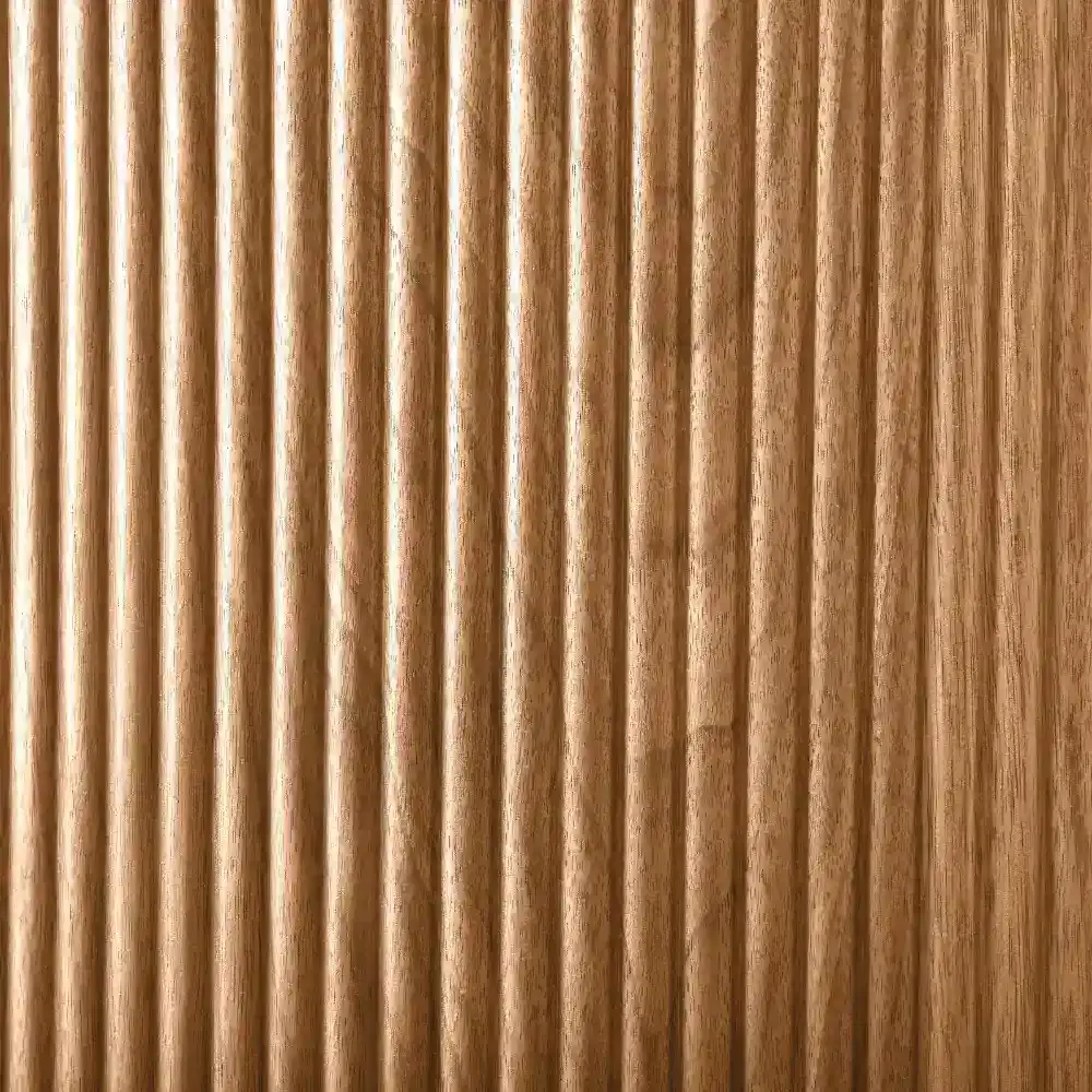 San Pierre Light Brown Ash Veneer Console Table - Single Leg - Travertine Finish Sintered Stone Top