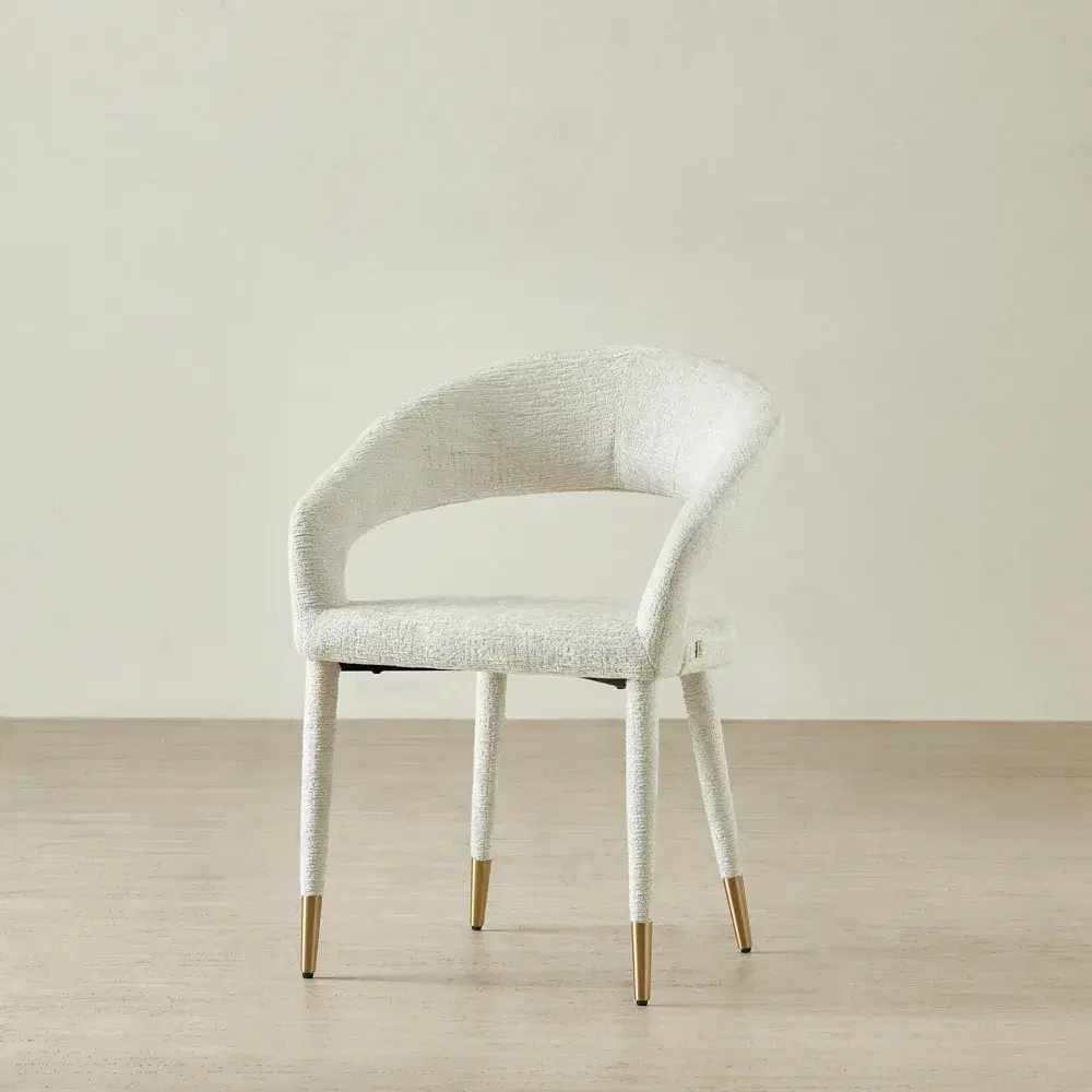 Moulin Fusion Grey Woven Fabric Dining Chair - Champagne Gold Legs