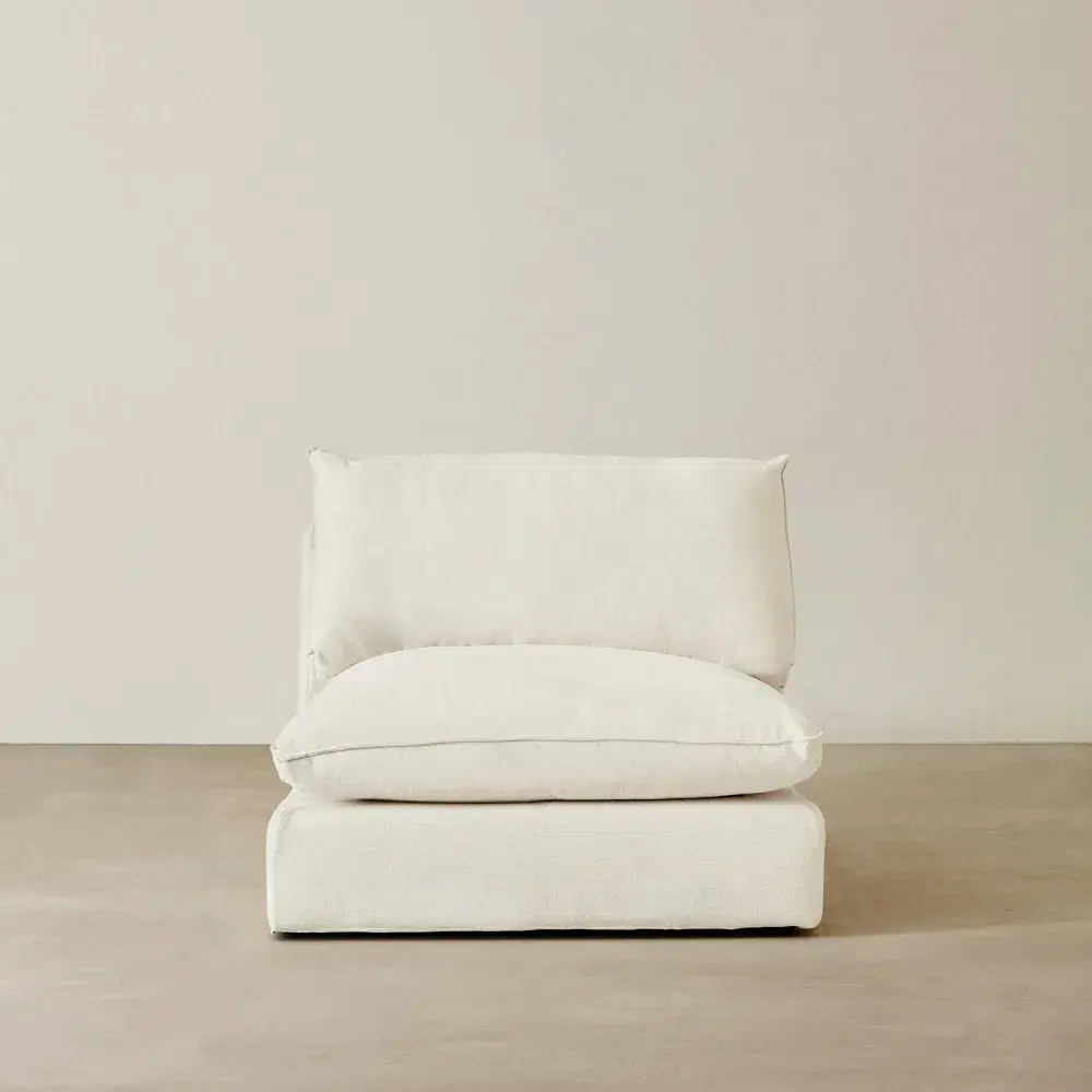 Macie Lite Chiffon White Fabric Modular Sofa - Armless