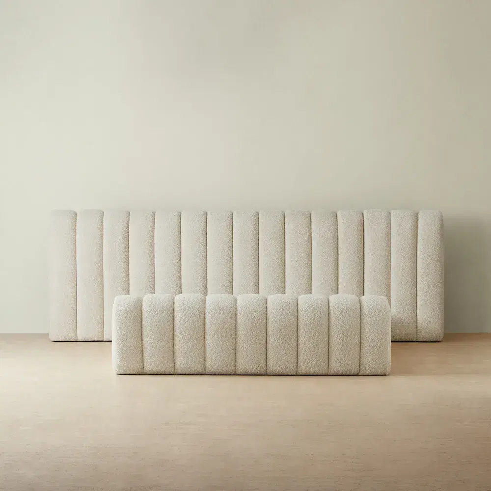 Gabriella Stone Cream Fabric Queen Bed