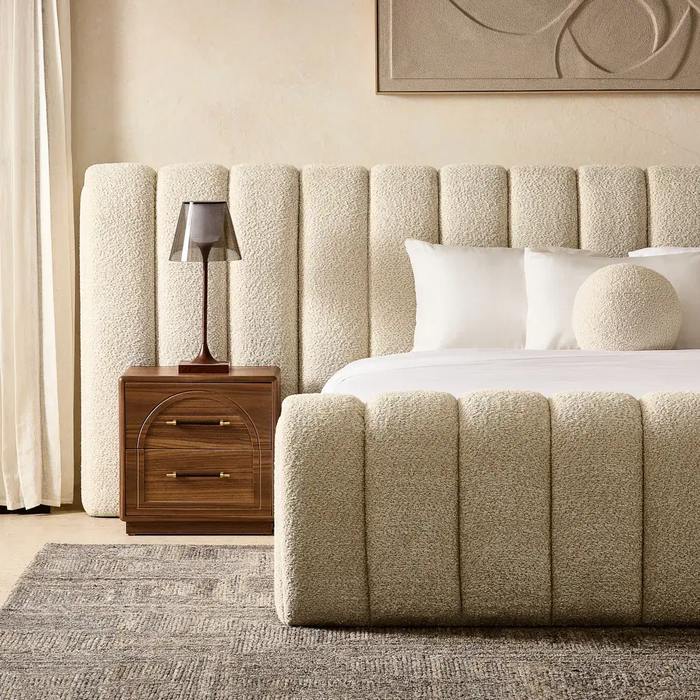 Gabriella Stone Cream Fabric Queen Bed