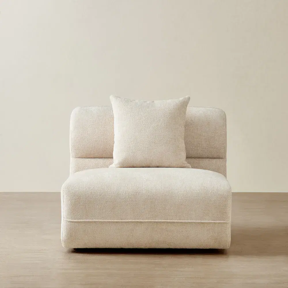 Isabella Cloud Cream Fabric Sofa - 1 Seater Armless