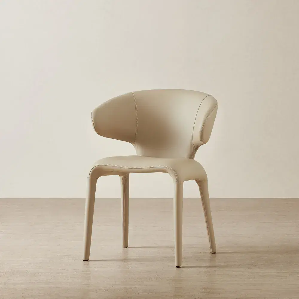 Debra Sand Beige Vegan Leather Dining Chair