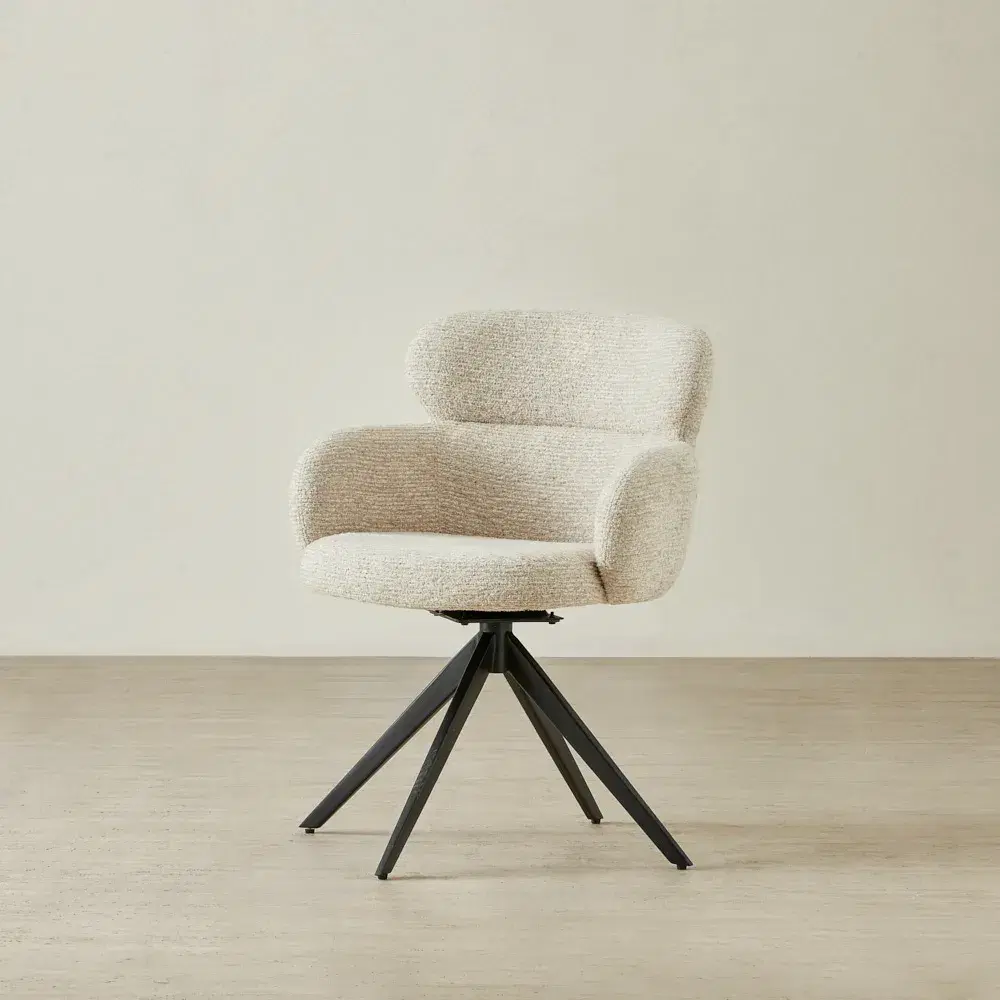 Melville Dusty Beige Fabric Swivel Dining Chair