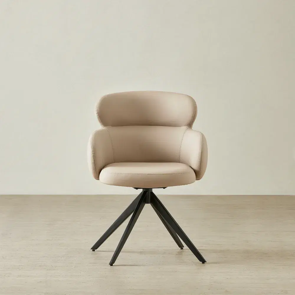 Melville Sand Beige Vegan Leather Swivel Dining Chair