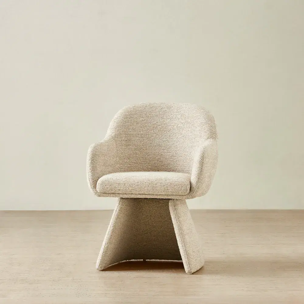 Antonia Dusty Beige Fabric Swivel Dining Chair