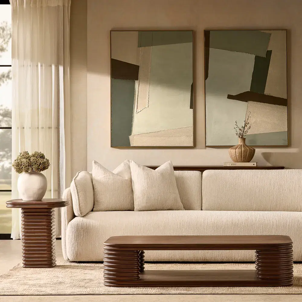 Ophelia Smoky Walnut Veneer Curved Side Table