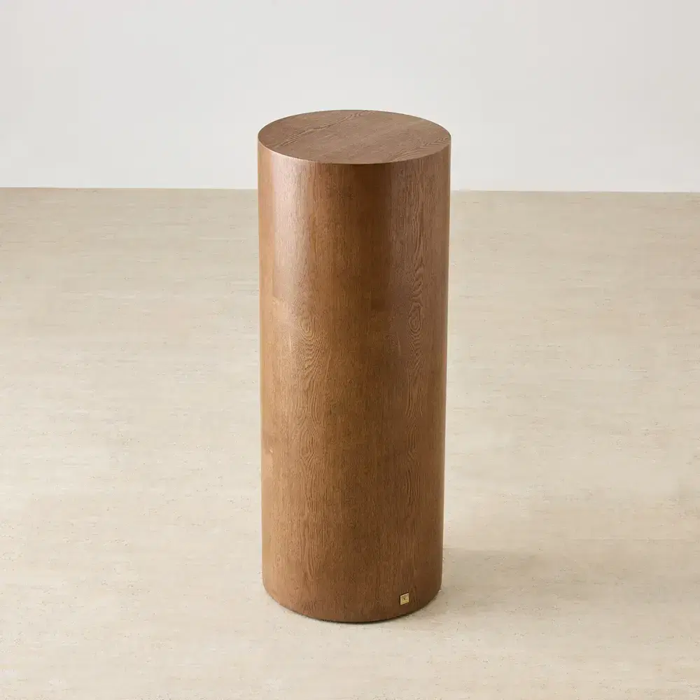 Trento Round Amber Brown Ash Veneer High Plinth