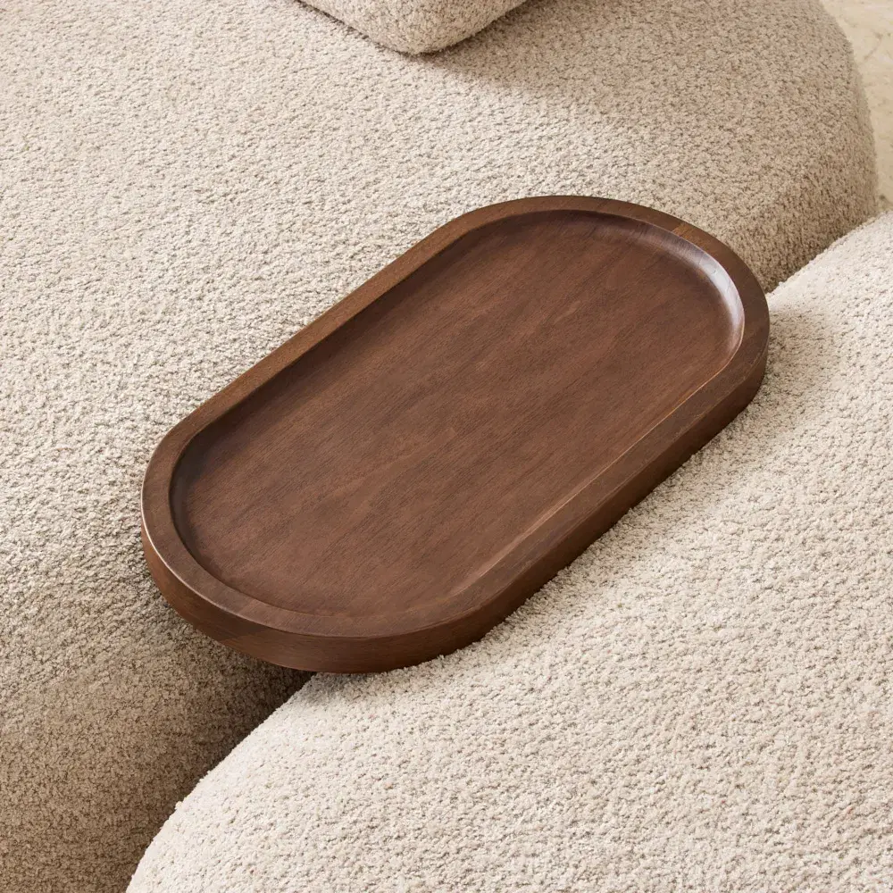 Capri Smoky Walnut Curve Sofa Tray