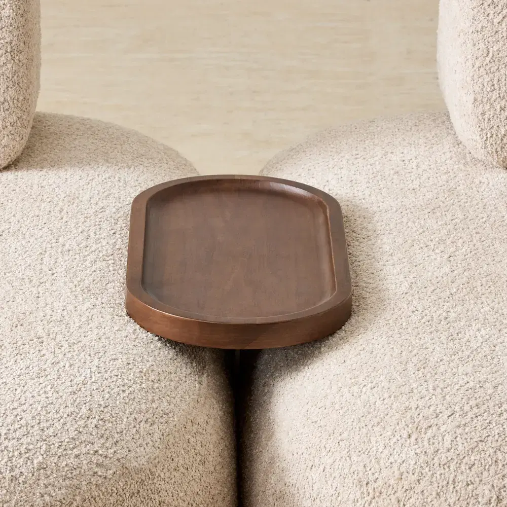 Capri Smoky Walnut Curve Sofa Tray