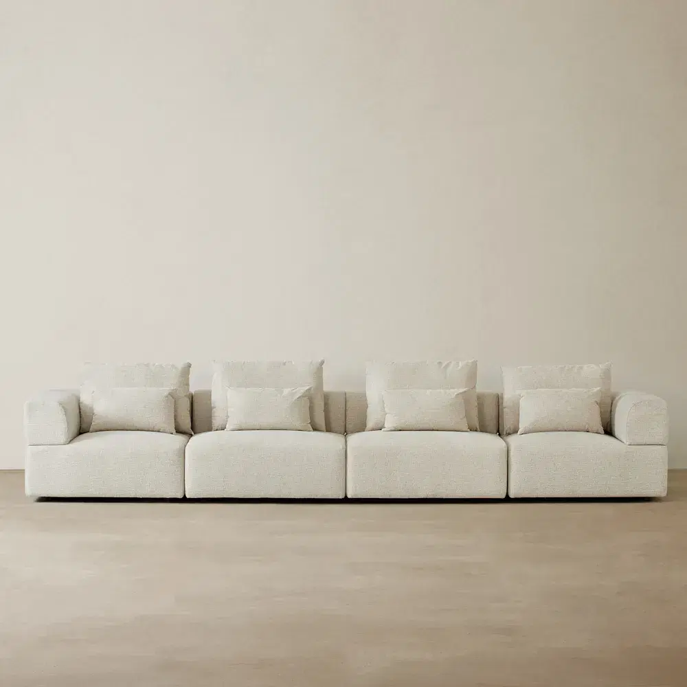 Riviera III Isabelline White 4 Pieces Modular Fabric Sofa