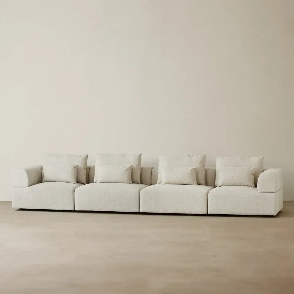 Riviera III Isabelline White 4 Pieces Modular Fabric Sofa