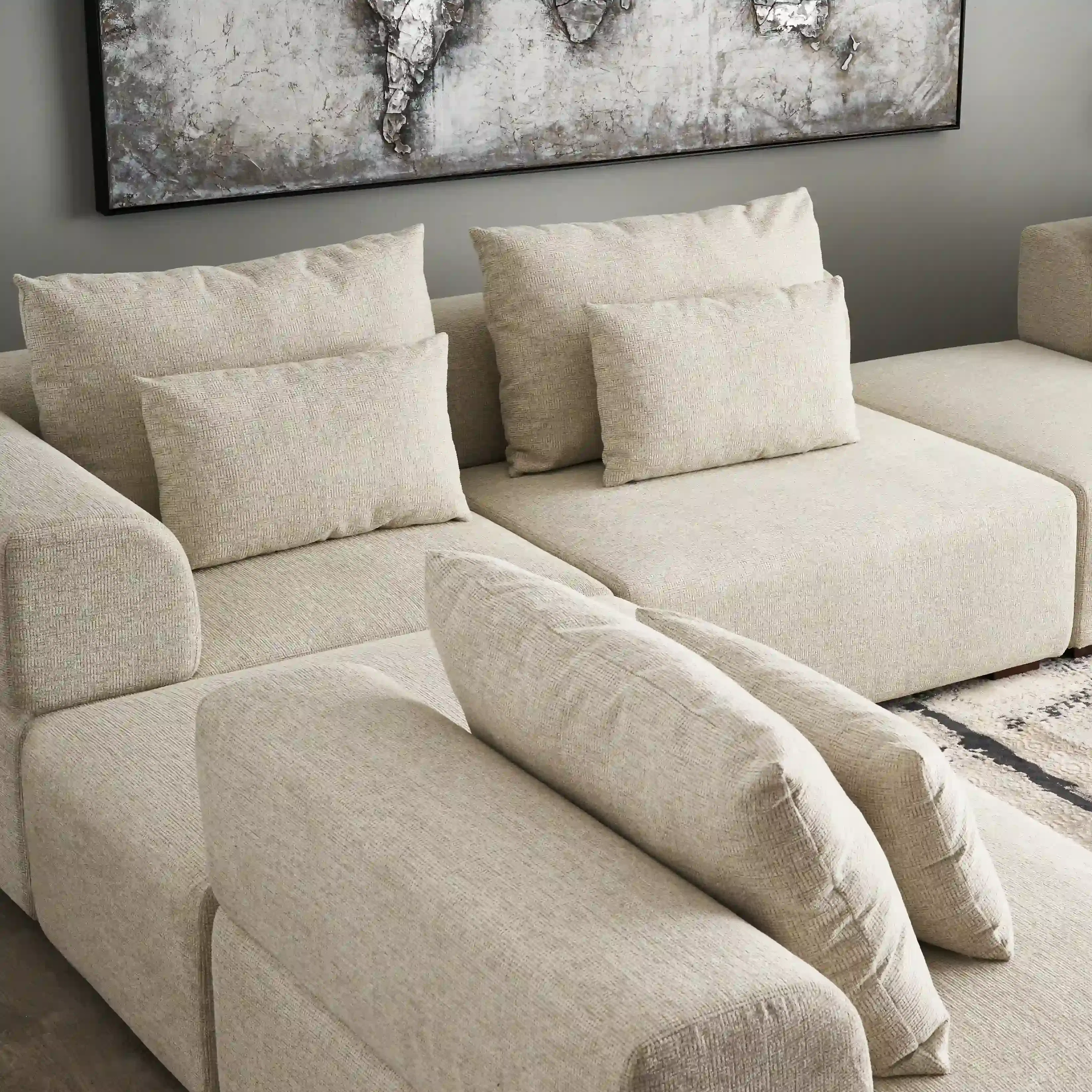 Riviera III Isabelline White Fabric Modular Sofa