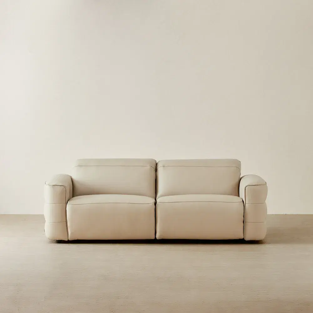 Amelie Almond Cream Leather 2 Pieces Modular Dual Electric Recliner