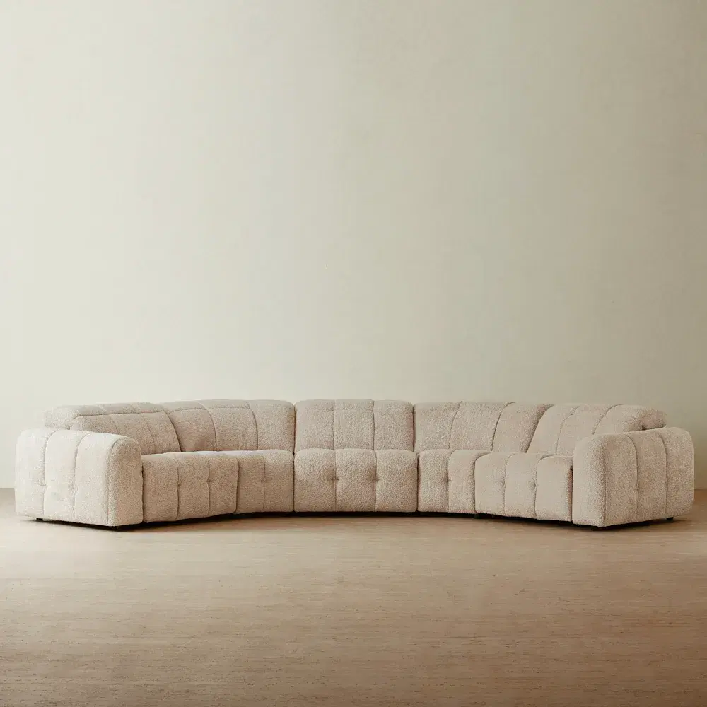 Montego Mid Beige Woven Fabric Modular Dual Electric Recliner