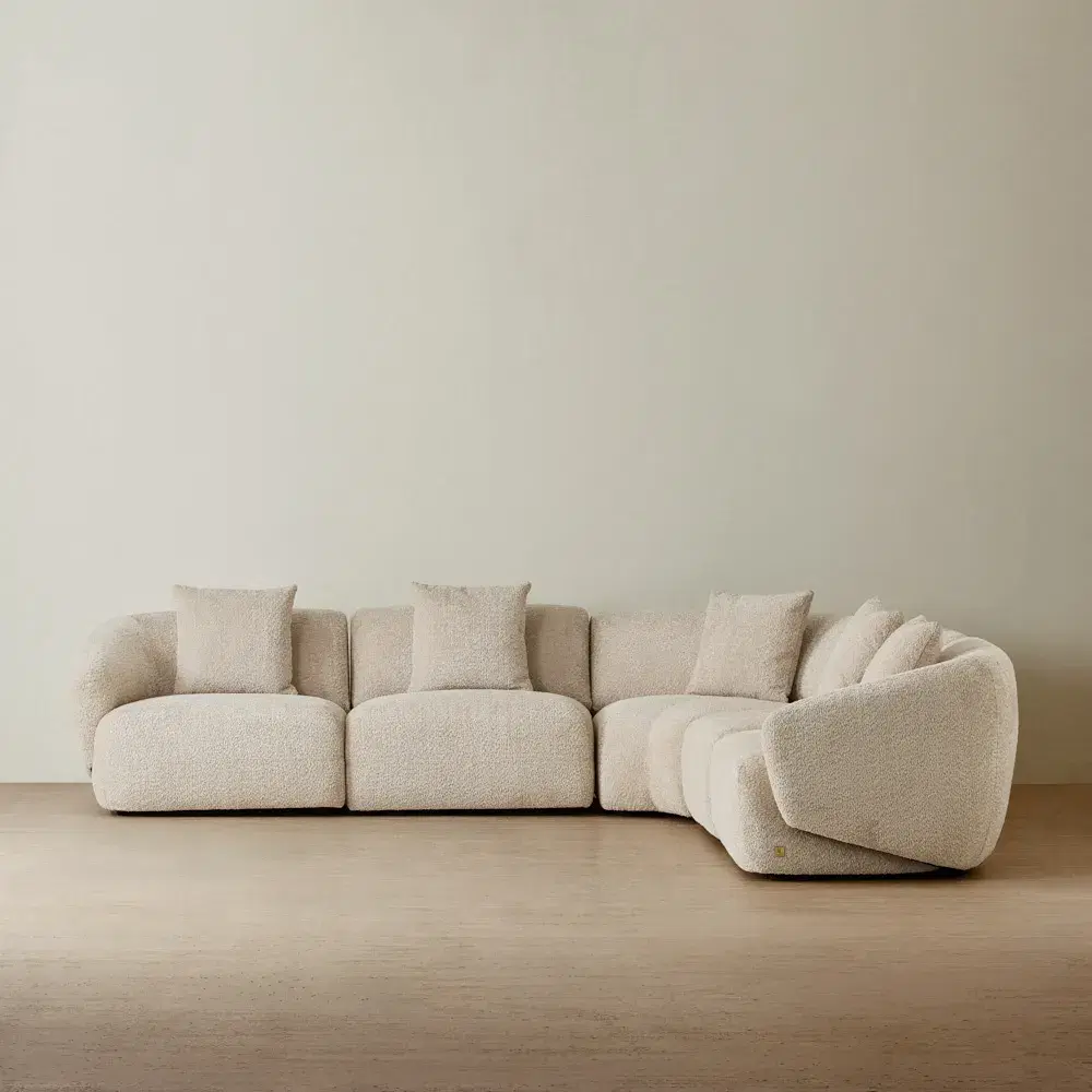 Willow Mid Beige Woven Fabric Modular Corner Sofa