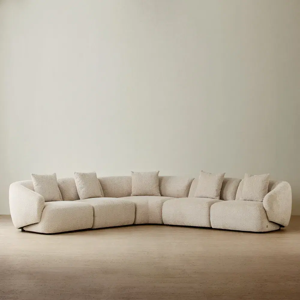 Willow Mid Beige Woven Fabric Modular Corner Sofa