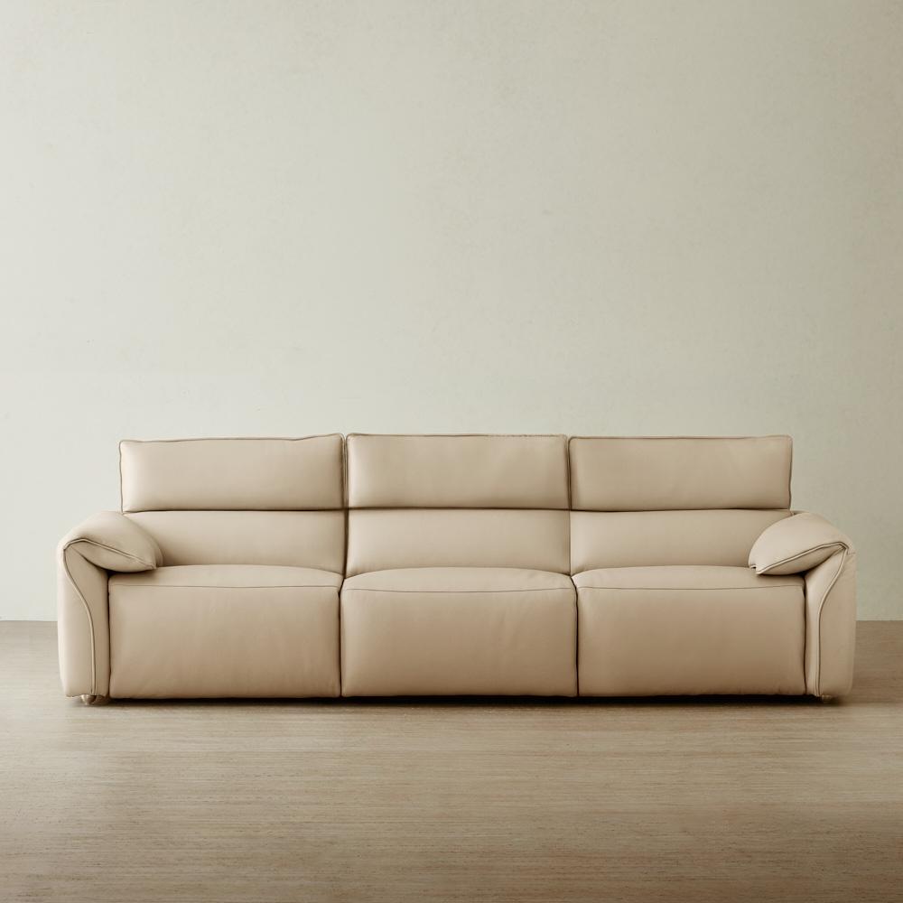 Arlington Almond Cream Leather 3 Pieces Modular Dual Electric Recliner