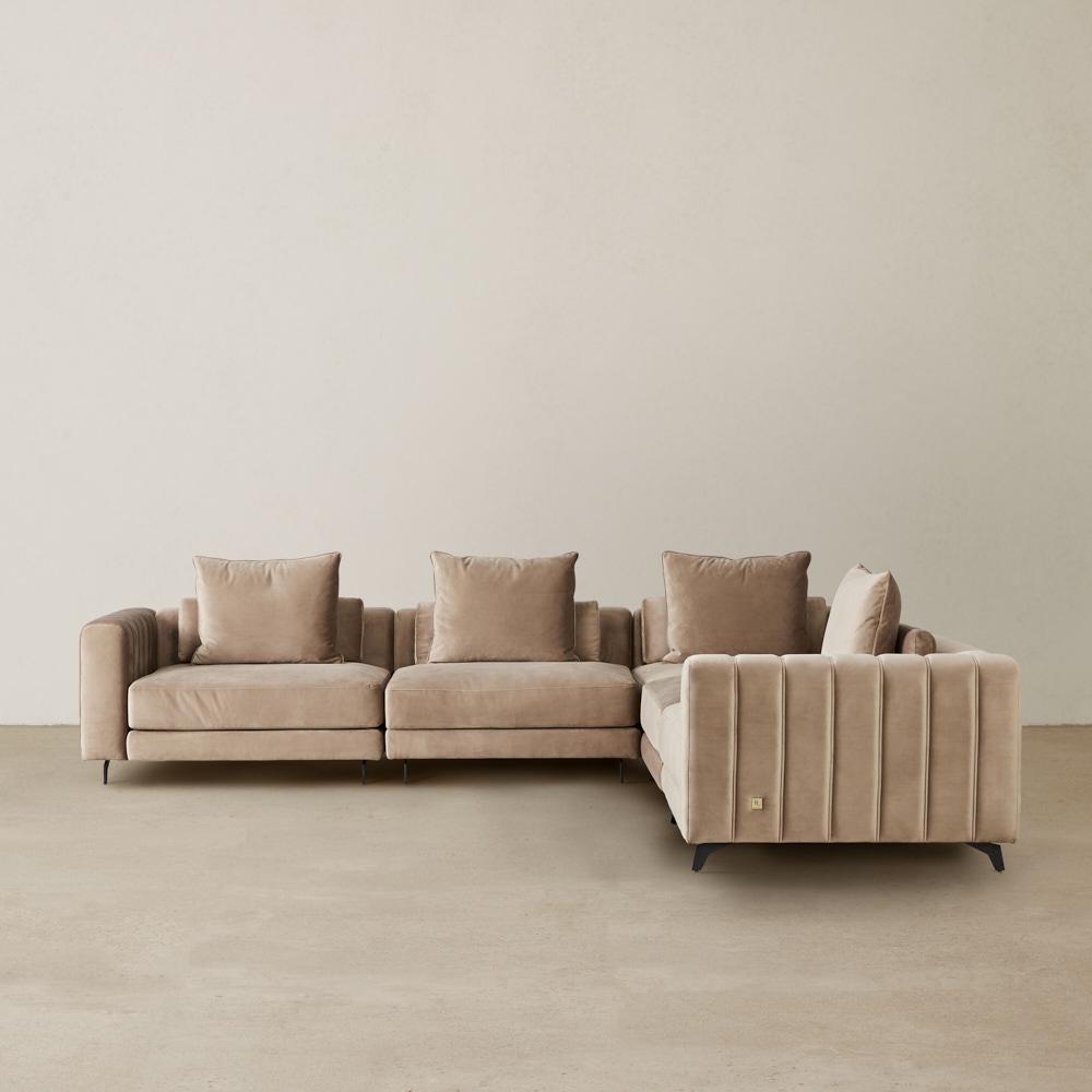 Jordan Beige Velvet Corner Sofa