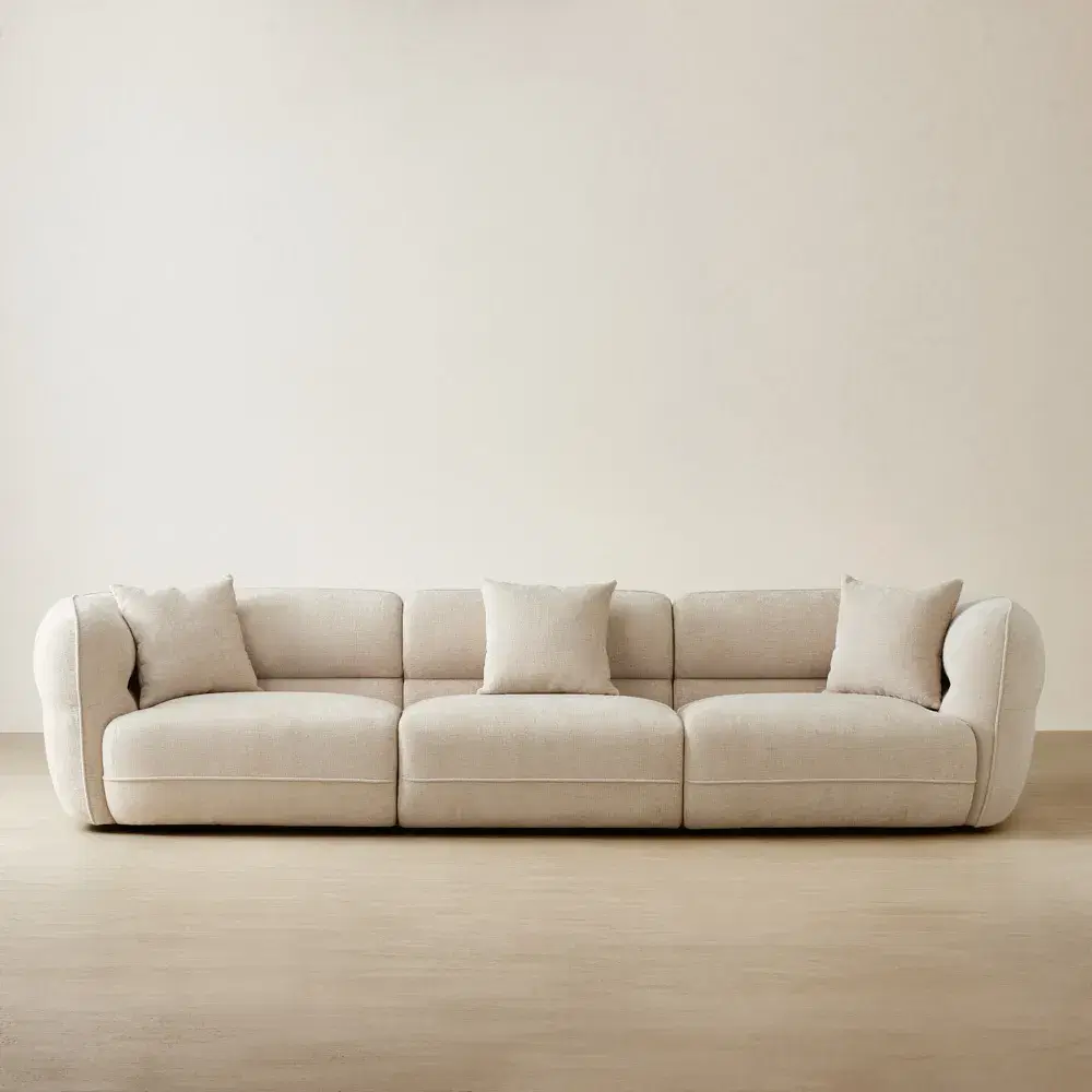 Isabella Cloud Cream 3 Pieces Modular Fabric Sofa