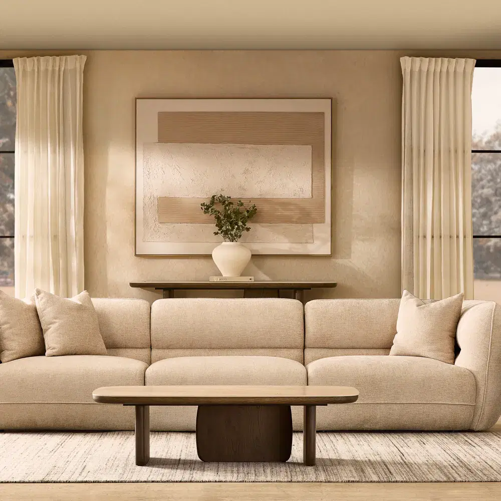 Isabella Cloud Cream 3 Pieces Modular Fabric Sofa