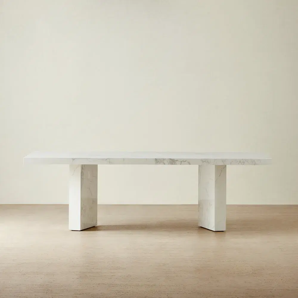 Port Lucienne Glossy Statuario White Sintered Stone Dining Table 240x118cm