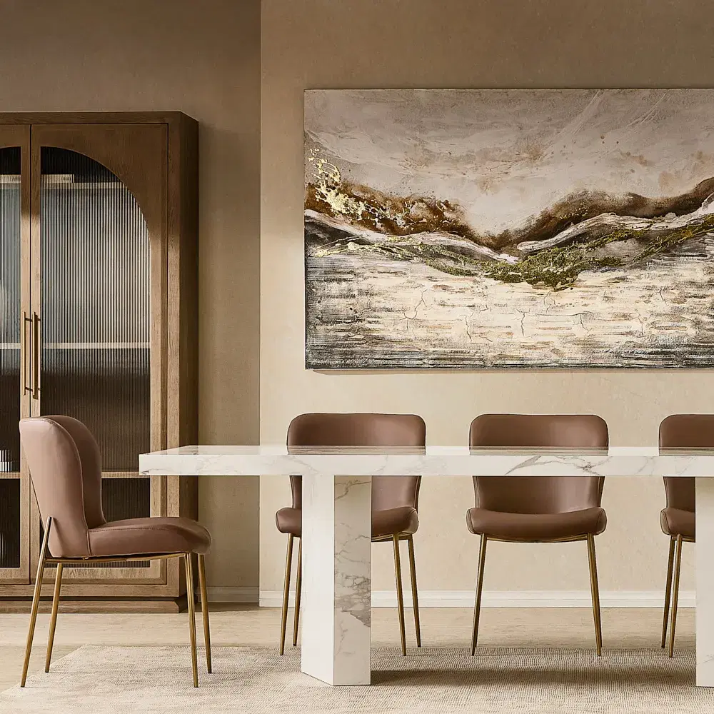 Port Lucienne Glossy Statuario White Sintered Stone Dining Table 240x118cm