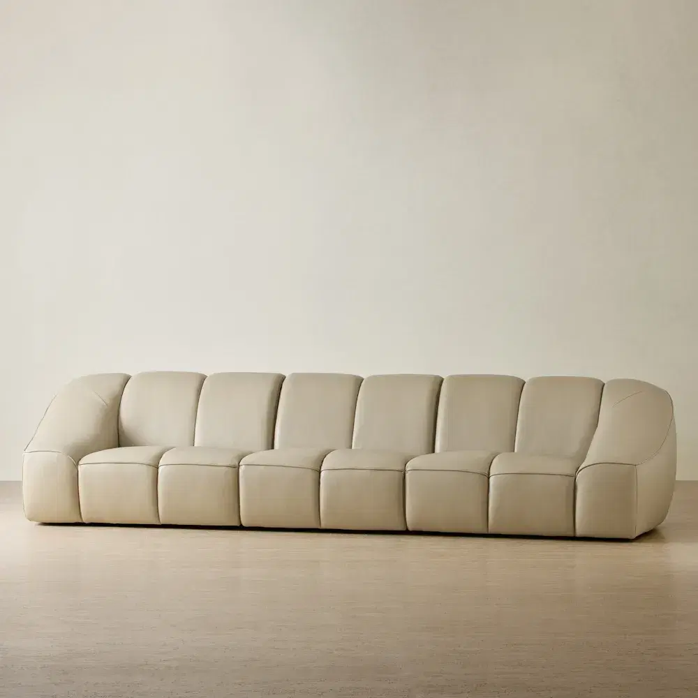 Valeni Oyster Grey Leather 3 Pieces Modular Sofa