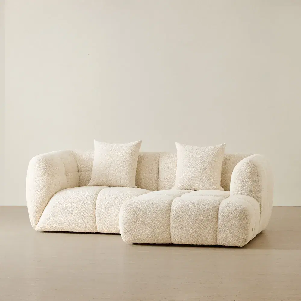 Amity Stone Cream Woven Fabric 2 Pieces Modular Sofa with Left Arm and Right Chaise