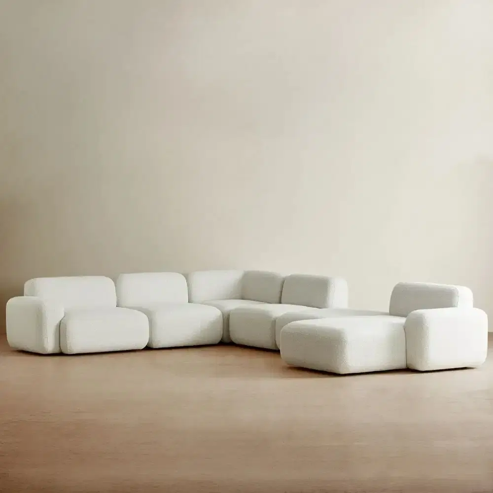 Capri Stone White Modular Corner Sofa - Right Chaise