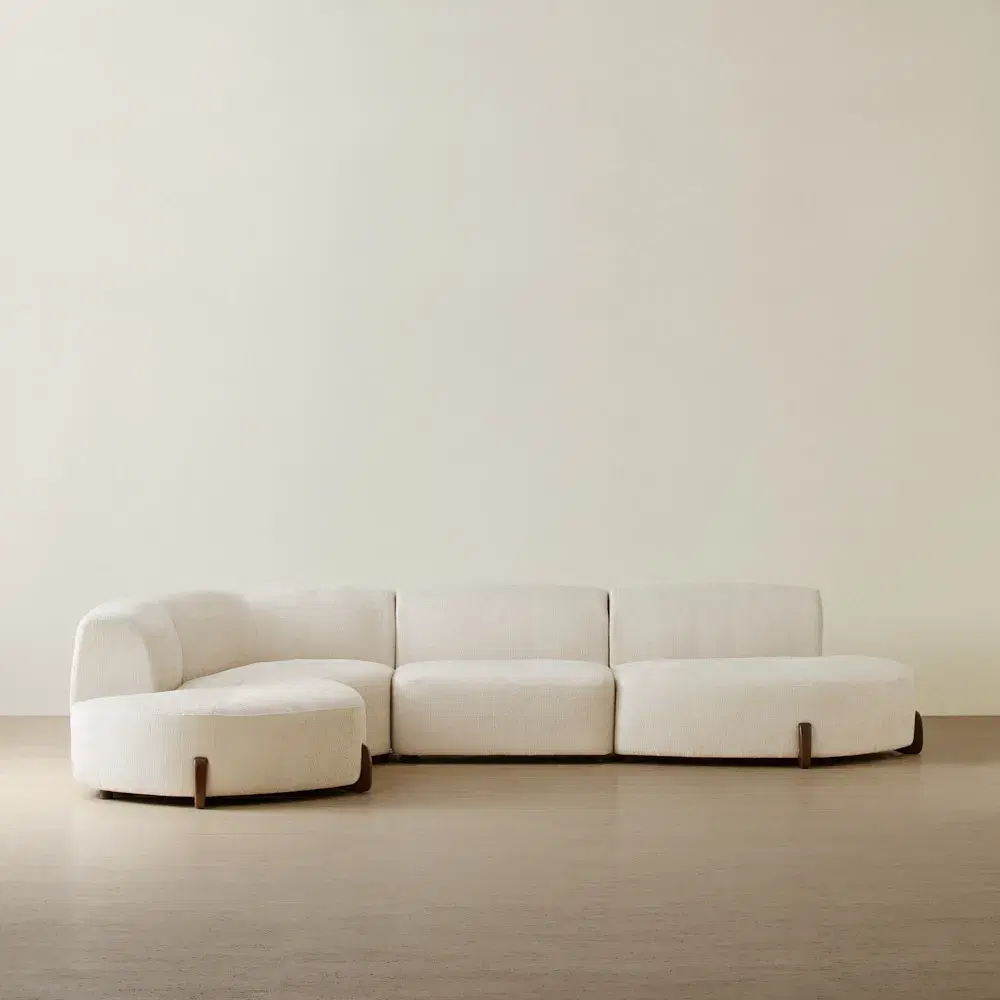 Calma Fusion Grey Fabric 4 Pieces Modular Corner Sofa with Left Cuddler and Right Cuddler