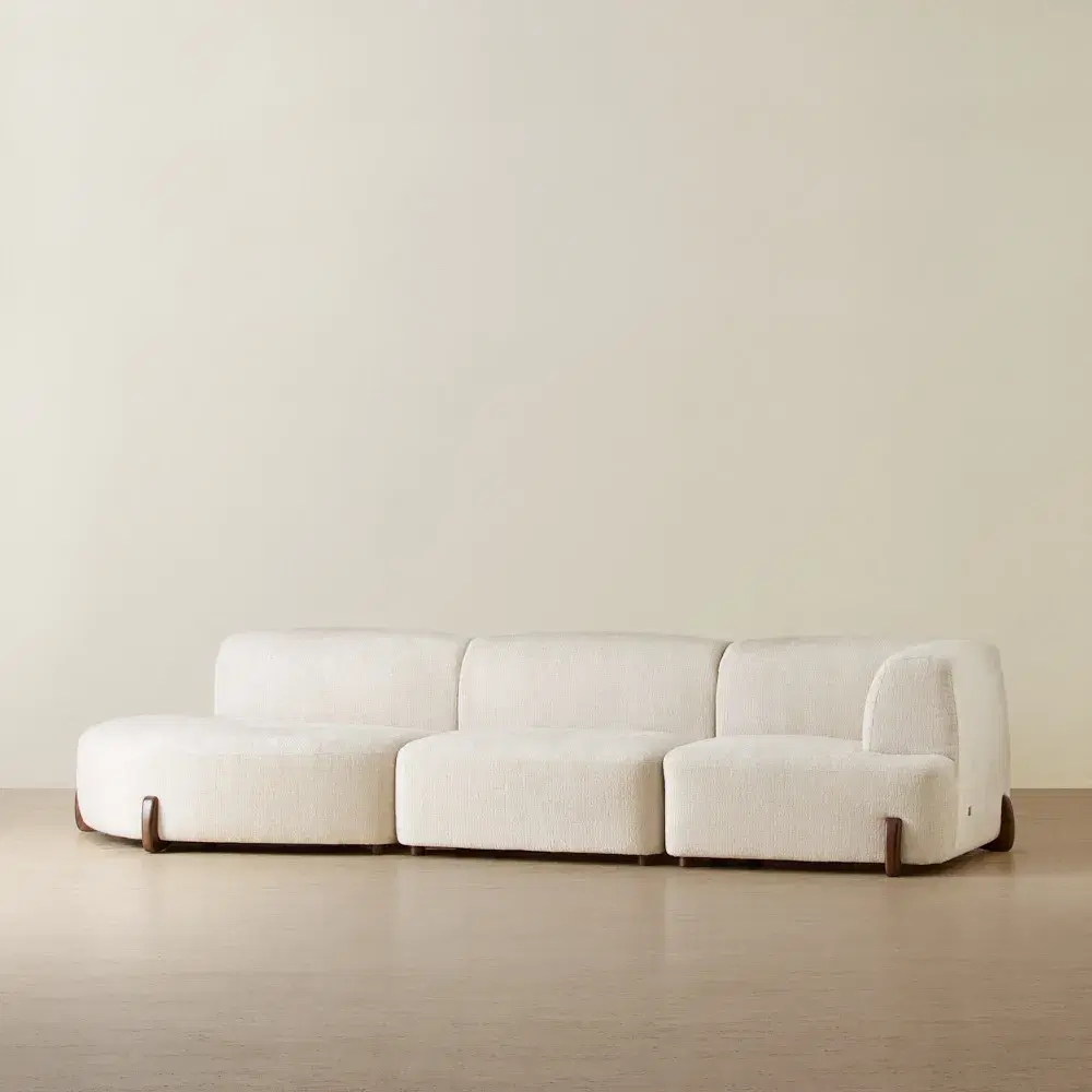 Calma Fusion Grey Fabric 3 Pieces Modular Sofa with Right Arm and Left Cuddler