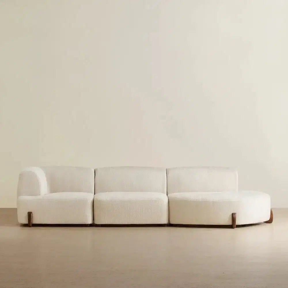 Calma Fusion Grey Fabric 3 Pieces Modular Sofa with Left Arm and Right Cuddler