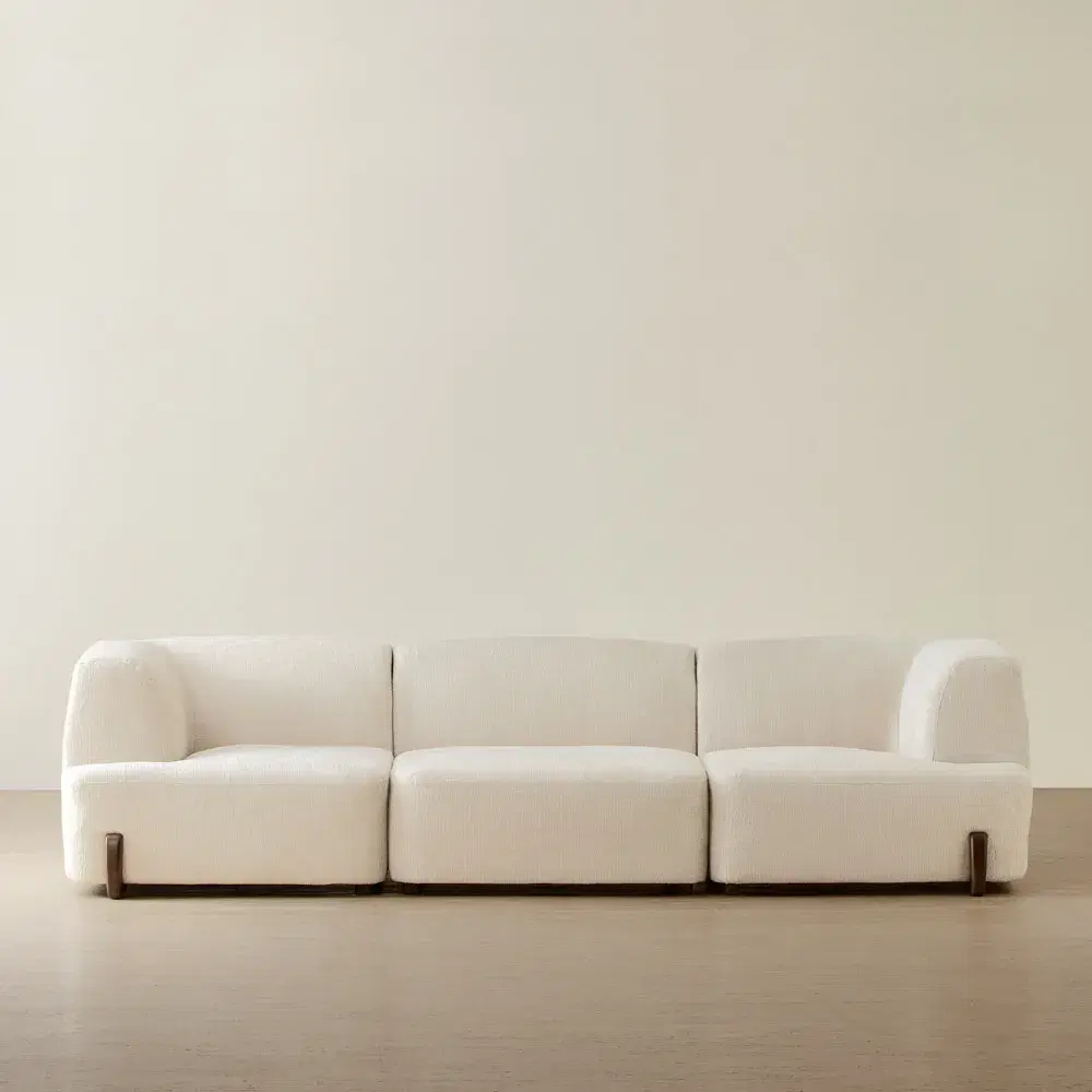 Calma Fusion Grey Fabric 3 Pieces Modular Sofa