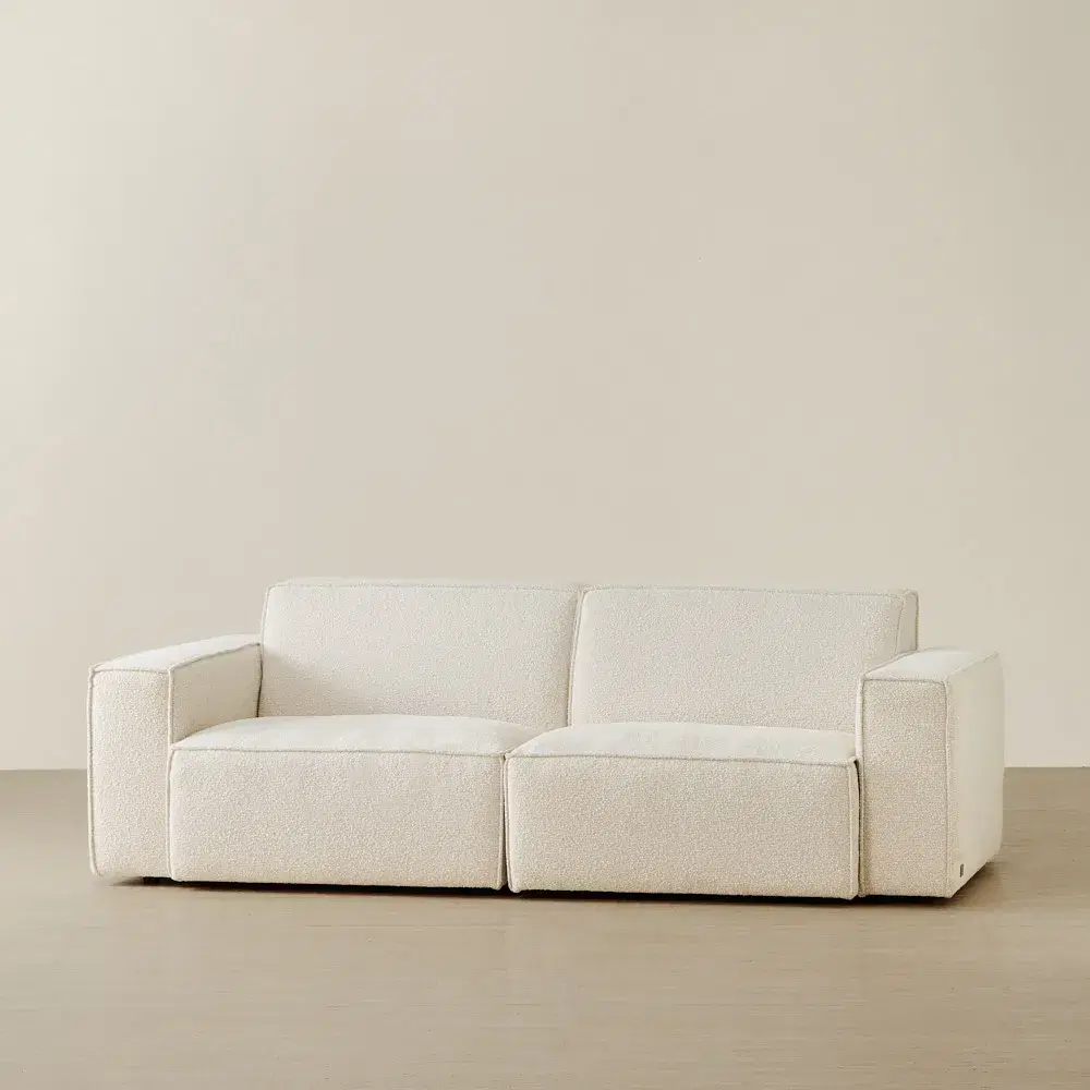 Maison Piaza White Fabric 2 Pieces Modular Sofa