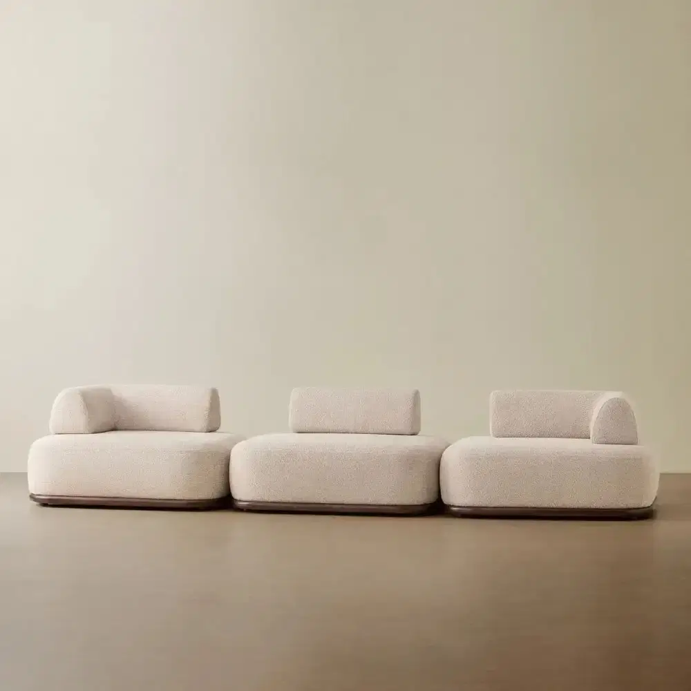 Bellagio Mid Beige Woven Fabric 3 Pieces Modular Sofa