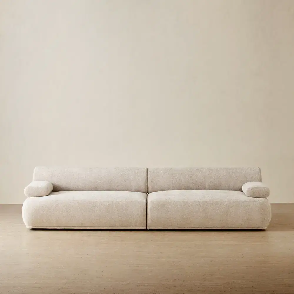 Pebbla Tuscan Sand Fabric 2 Wide Pieces Modular Sofa