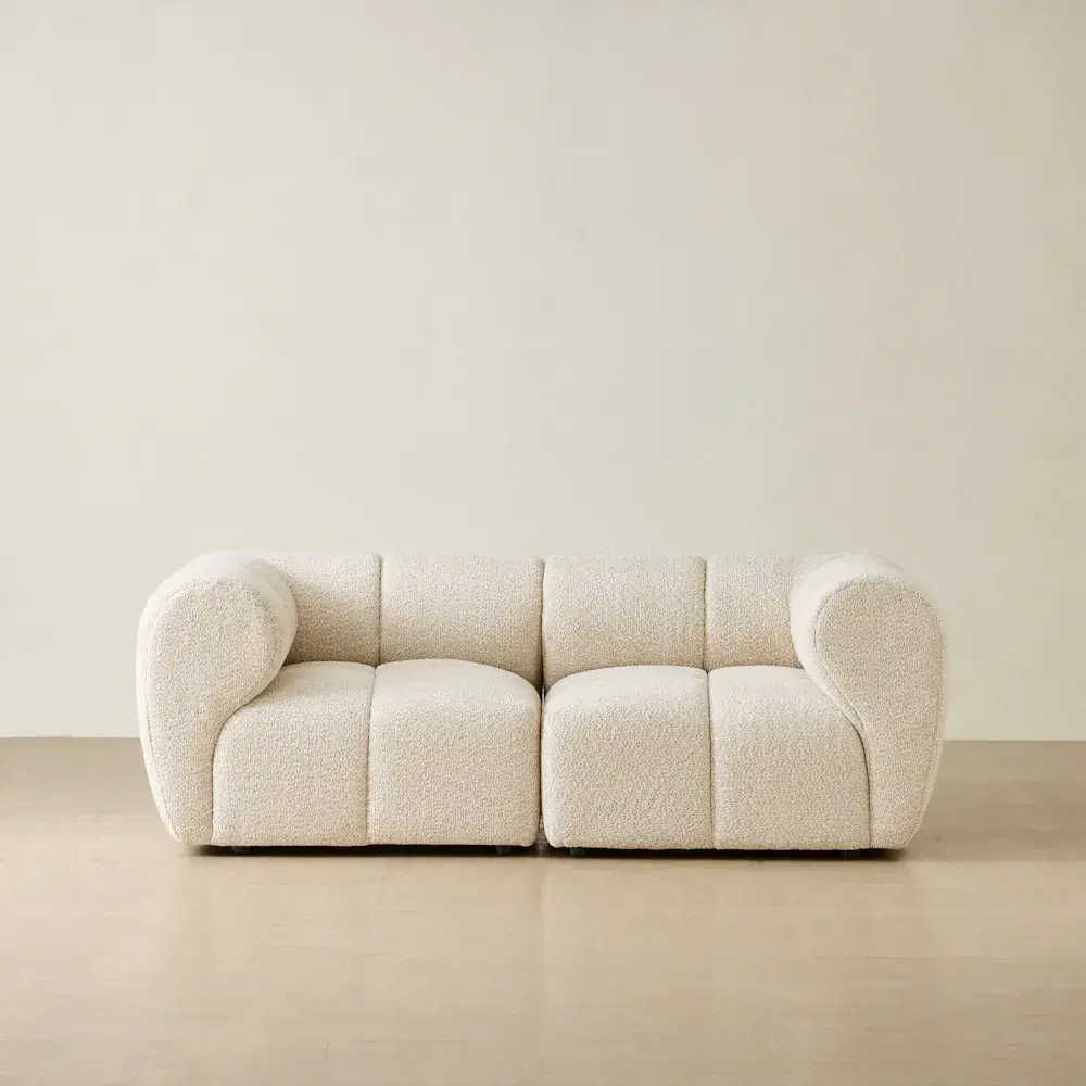 Quincy Stone Cream Woven Fabric 2 Pieces Modular Sofa