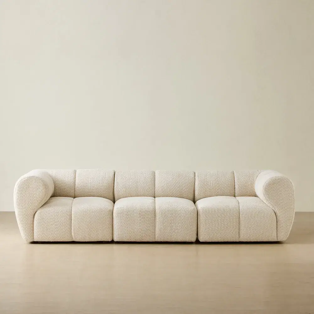 Quincy Stone Cream Woven Fabric 3 Pieces Modular Sofa