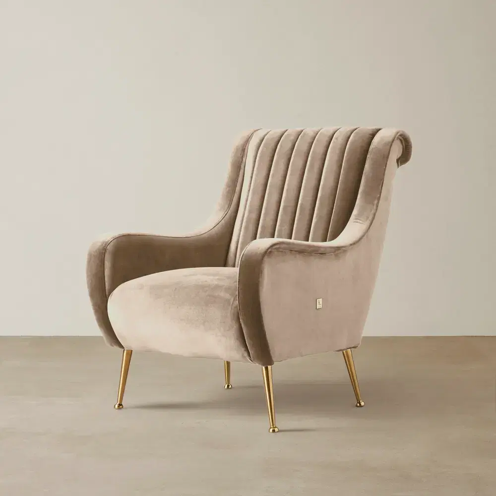 Roosevelt Light Beige Velvet Occasional Chair